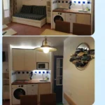 Salon avec coin cuisine équipé